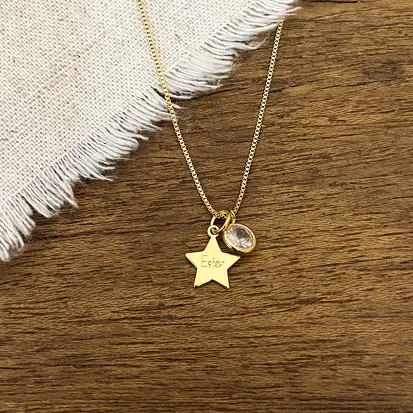 GARGANTILHA PONTO DE LUZ PINGENTE ESTRELA PERSONALIZADO